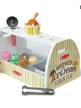 NIB Melissa & Doug Wooden Scoop & Serve Ice Cream Counter Toy 3+